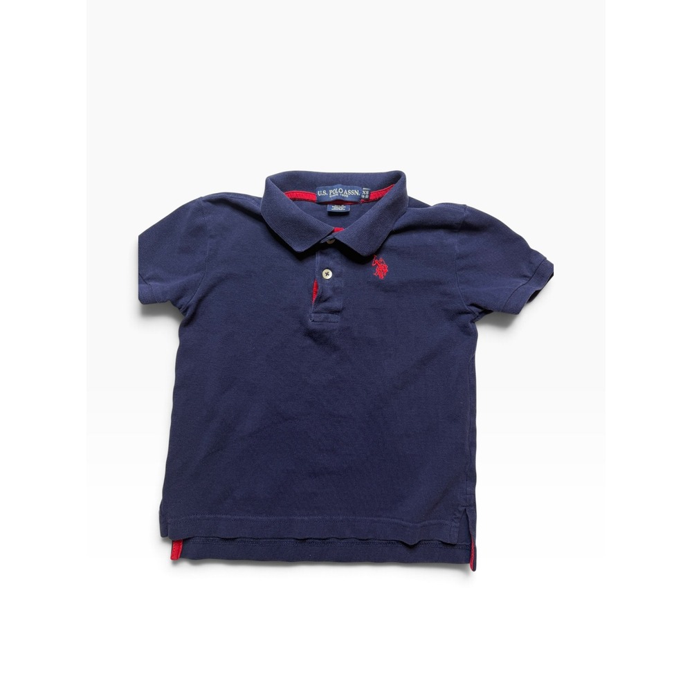 US Polo Assn Kids Navy Blue Short Sleeve Pique Polo Shirt Size XS 4-5